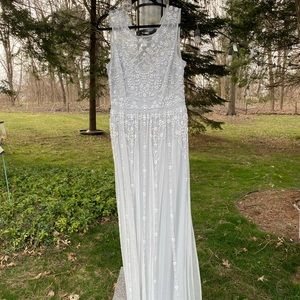 BHLDN gray white silver mesh beaded dress
